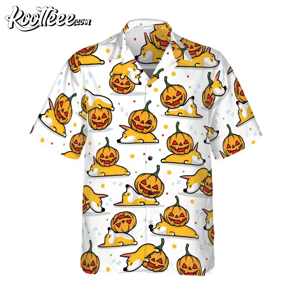 Sleeping Corgi Pumpkin Hawaiian - Adult & Kids T-Shirts, Sweatshirts & Hoodies apparel design preview 1
