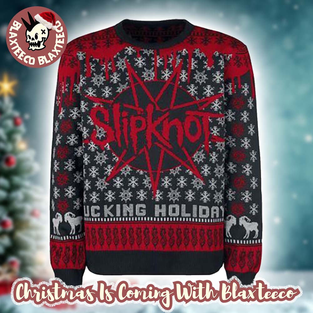 Slipknot Fucking Holiday Snowflakes Pattern Knitted Ugly Christmas Sweater - Holiday Gift product image