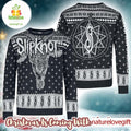 Slipknot Fucking Holidays Logo Goat Head And Tribal S Logo Blink Pattern Black And Grey Ugly Christmas Sweater - Holiday Gift product image