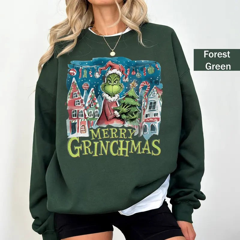 Small Town Merry Grichmas Retro Xmas - Adult & Kids T-Shirts, Sweatshirts & Hoodies apparel design preview 1
