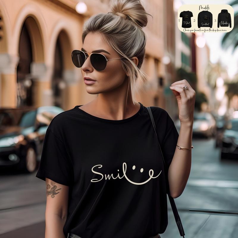 Smile Positive Positivity Quote Woman Inspirational - Adult & Kids T-Shirts, Sweatshirts & Hoodies apparel design preview 1