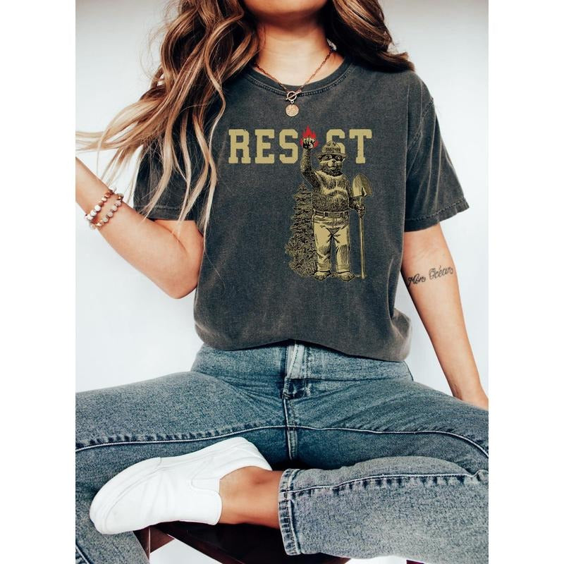 Smokey Bear Resist Environmental Activism National - Adult & Kids T-Shirts, Sweatshirts & Hoodies apparel design preview 1
