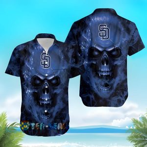 Smoky Skull MLB San Diego Padres Hawaiian - Adult & Kids T-Shirts, Sweatshirts & Hoodies apparel design preview 1