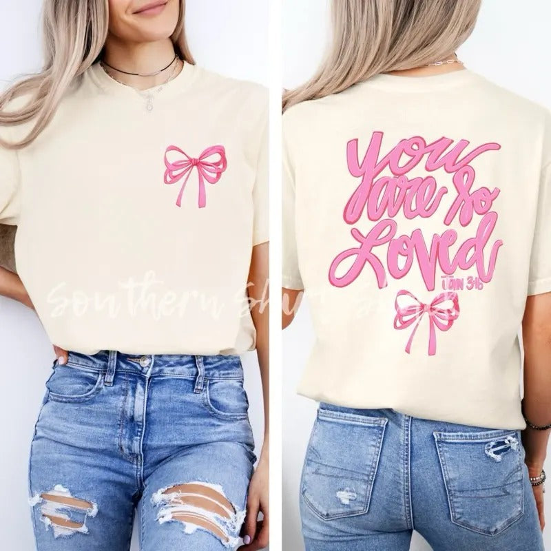 So Loved John 316 Bible Verse Christian Ivory Comfort - Adult & Kids T-Shirts, Sweatshirts & Hoodies apparel design preview 1