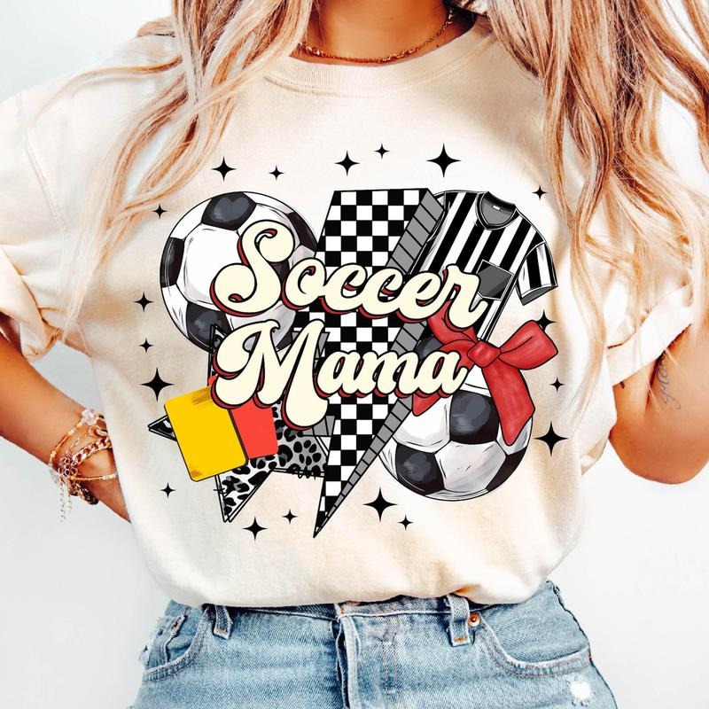 Soccer Mama Coquette Mom Retro Game Day Bow Sports - Adult & Kids T-Shirts, Sweatshirts & Hoodies apparel design preview 1