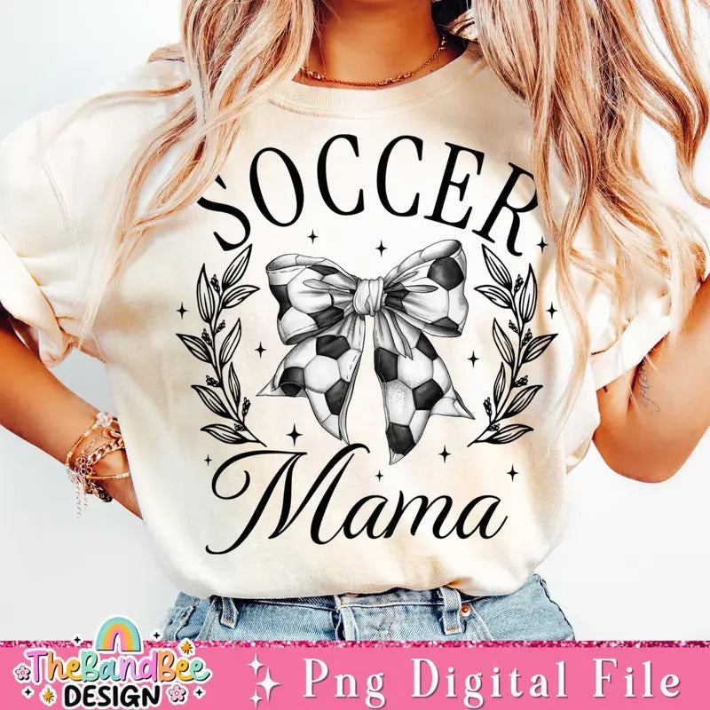 Soccer Mama Coquette Bow Fall Mom Instant - Adult & Kids T-Shirts, Sweatshirts & Hoodies apparel design preview 1