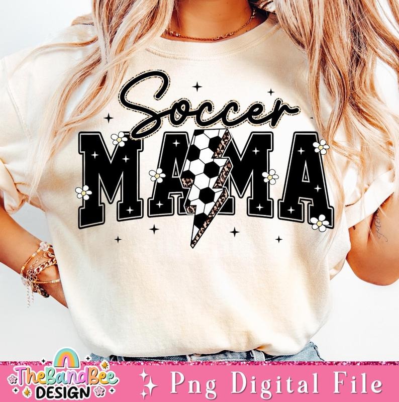 Soccer Varsity Lightning Retro Mama - Adult & Kids T-Shirts, Sweatshirts & Hoodies apparel design preview 1