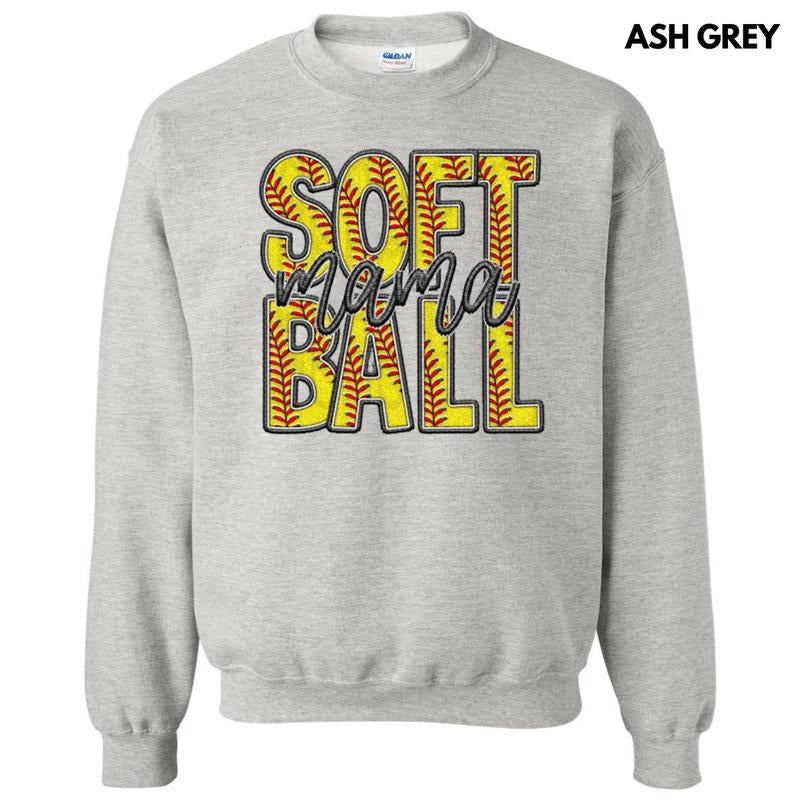 Softball Mama Faux Embroidery - Adult & Kids T-Shirts, Sweatshirts & Hoodies apparel design preview 1