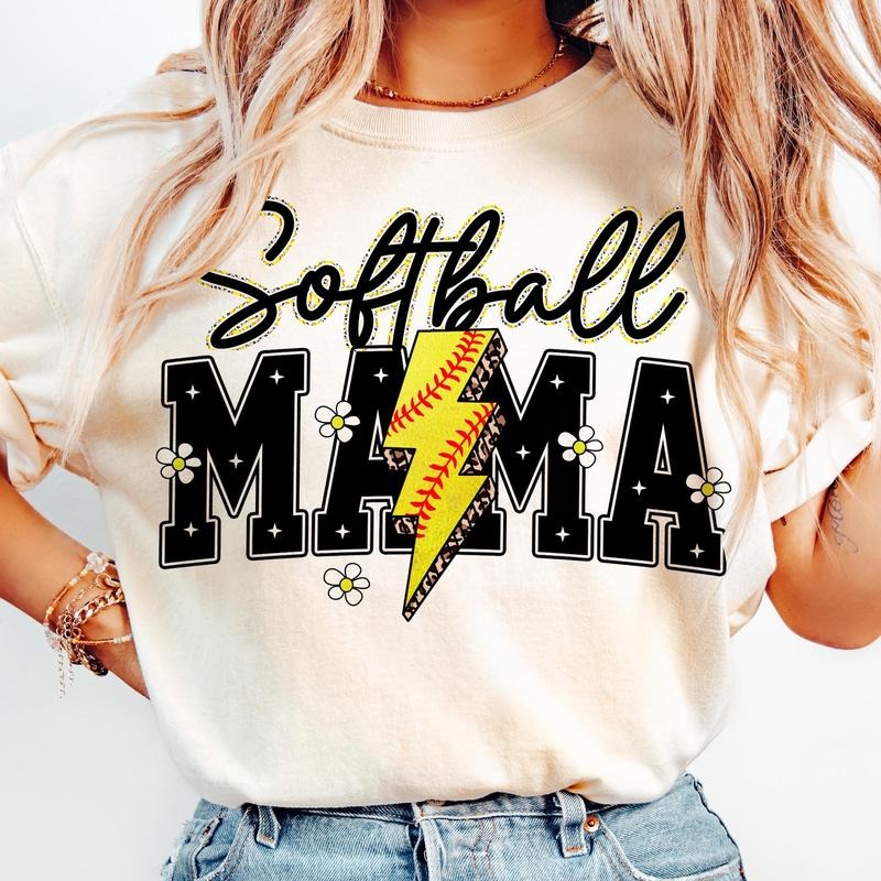 Softball Mama Varsity Lightning - Adult & Kids T-Shirts, Sweatshirts & Hoodies apparel design preview 1