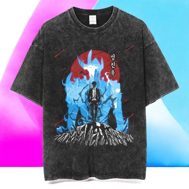 Solo Leveling Anime Mineral Wash Jinwoo Sung Laid - Adult & Kids T-Shirts, Sweatshirts & Hoodies apparel design preview 1