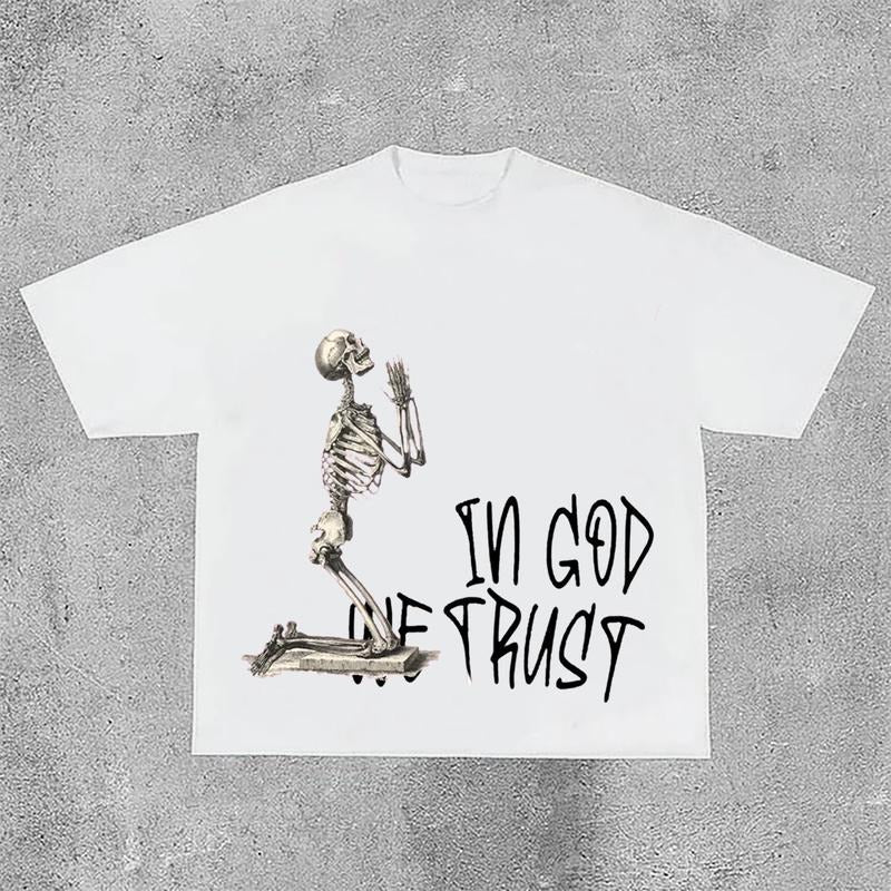 Sopula God We Trust Letters Skull Print Short Sleeve - Adult & Kids T-Shirts, Sweatshirts & Hoodies apparel design preview 1