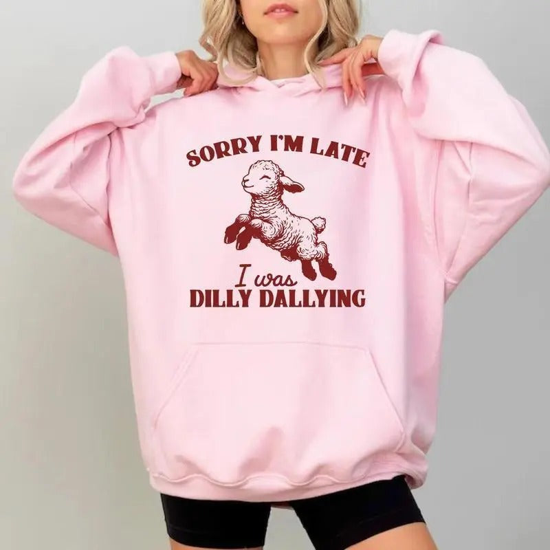 Sorry I'M Late I Was Dilly Dallying Baby Lamb Sheep - Adult & Kids T-Shirts, Sweatshirts & Hoodies apparel design preview 1
