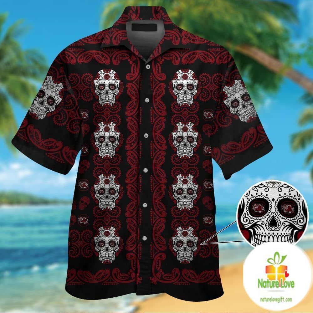South Carolina Gamecocks Hawaiian Skull Print Aloha - Adult & Kids T-Shirts, Sweatshirts & Hoodies apparel design preview 1