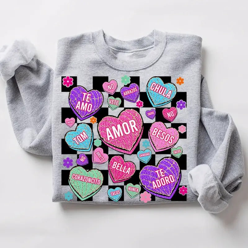 Spanish Candy Heart Conchas Casual Fabric - Adult & Kids T-Shirts, Sweatshirts & Hoodies apparel design preview 1