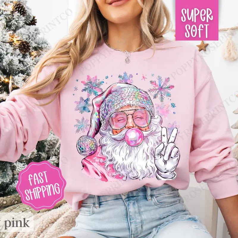 Sparkle Santa Preppy - Adult & Kids T-Shirts, Sweatshirts & Hoodies apparel design preview 1