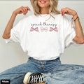 Speech Therapy SLP SLPA Pathology Therapist Pink Bows - Adult & Kids T-Shirts, Sweatshirts & Hoodies apparel design preview 1