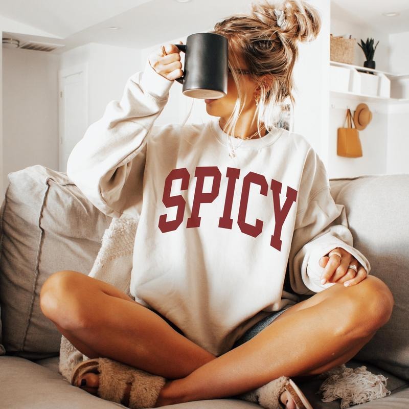 Spicy Varsity Funny Gifted Her Sarcastic Sassy Cute - Adult & Kids T-Shirts, Sweatshirts & Hoodies apparel design preview 1