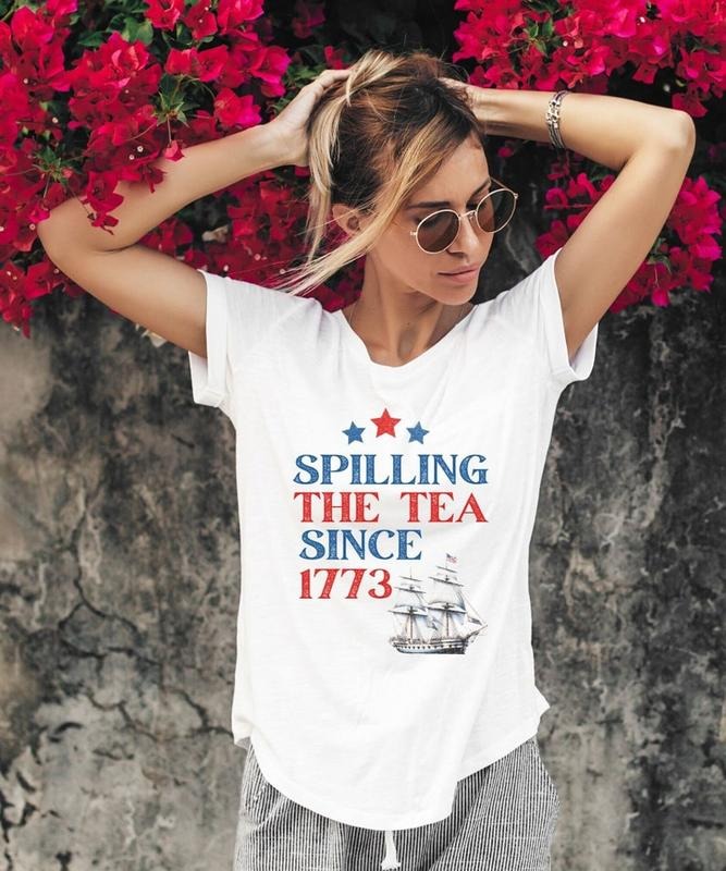 Spilling Tea Since 1773 Happy 4th July Independence - Adult & Kids T-Shirts, Sweatshirts & Hoodies apparel design preview 1