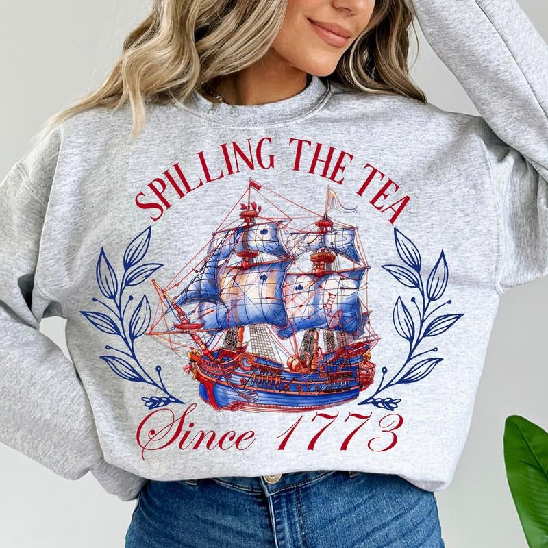 Spilling Tea Since 1773 American Freedom Patriotic - Adult & Kids T-Shirts, Sweatshirts & Hoodies apparel design preview 1