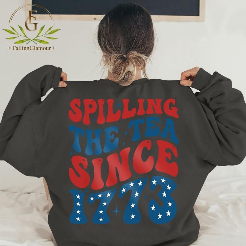 Spilling Tea Since 1773 Funny 4th July Patriotic - Adult & Kids T-Shirts, Sweatshirts & Hoodies apparel design preview 1