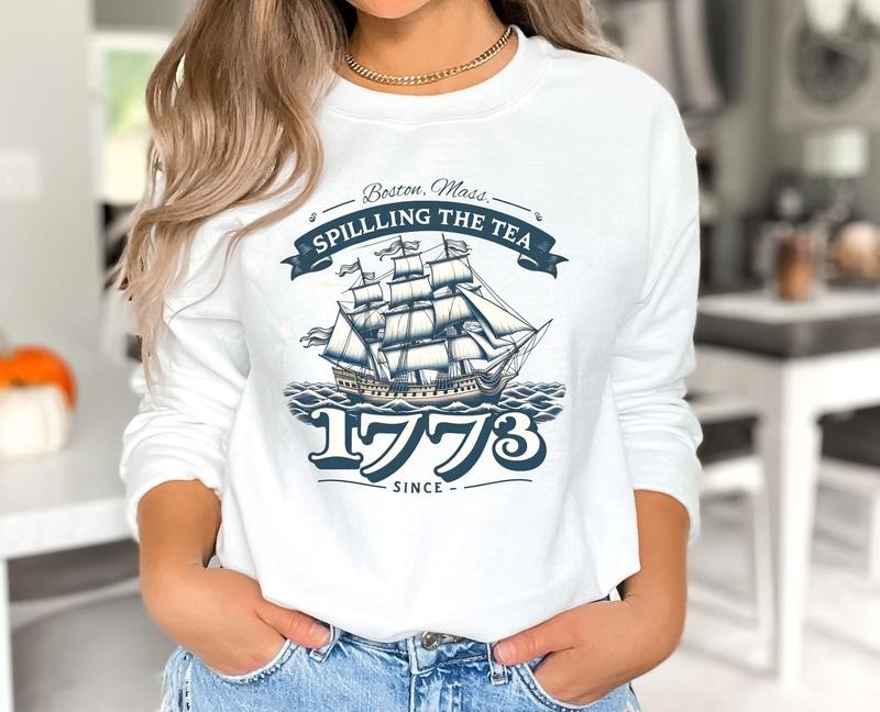 Spilling Tea Since 1773 History Teacher Funny Lover - Adult & Kids T-Shirts, Sweatshirts & Hoodies apparel design preview 1