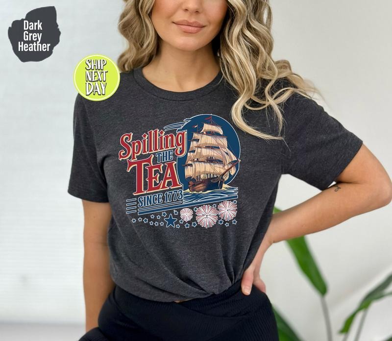 Spilling Tea Since 1773 Independence Day American - Adult & Kids T-Shirts, Sweatshirts & Hoodies apparel design preview 1