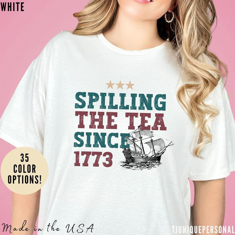 Spilling Tea Since 1773 Patriotic Usa Boston Party - Adult & Kids T-Shirts, Sweatshirts & Hoodies apparel design preview 1