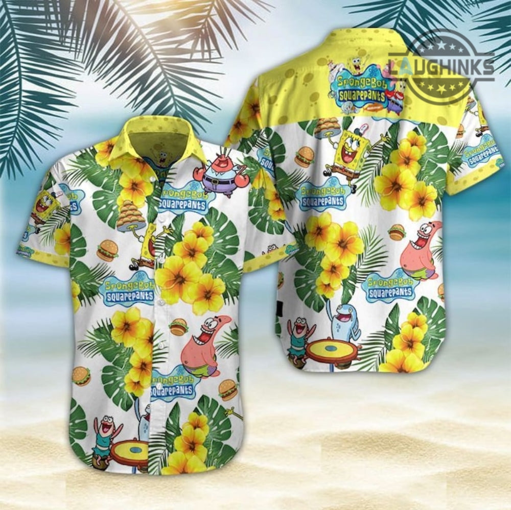 Spongebob Hawaiian Mens Button Up And Shorts New - Adult & Kids T-Shirts, Sweatshirts & Hoodies apparel design preview 1
