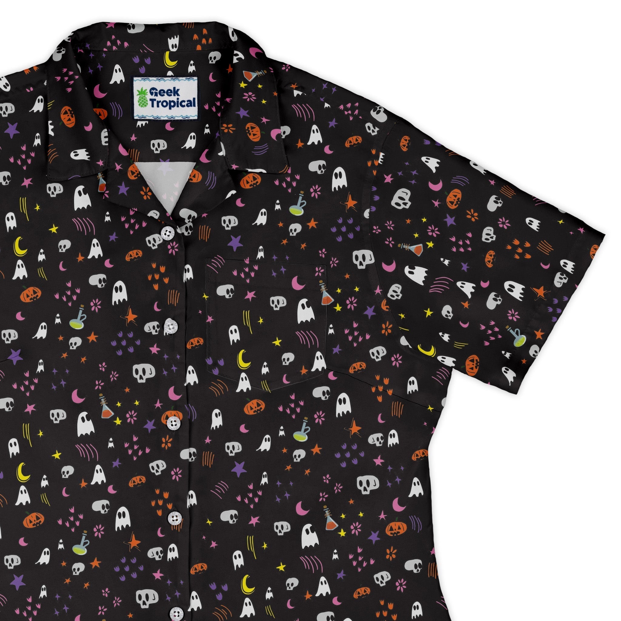 Spooky Doodles Curvy Button Up - Adult & Kids T-Shirts, Sweatshirts & Hoodies apparel design preview 1