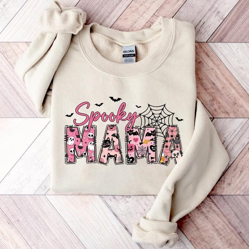 Spooky Mama Cute Halloween Moms Fall Season - Adult & Kids T-Shirts, Sweatshirts & Hoodies apparel design preview 1