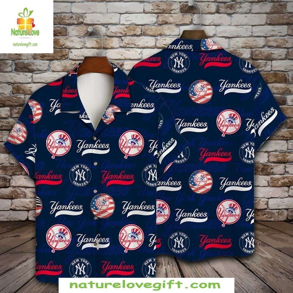 MLB Yankees Hawaiian Sporty All-Over Print Baseball - Adult & Kids T-Shirts, Sweatshirts & Hoodies apparel design preview 1