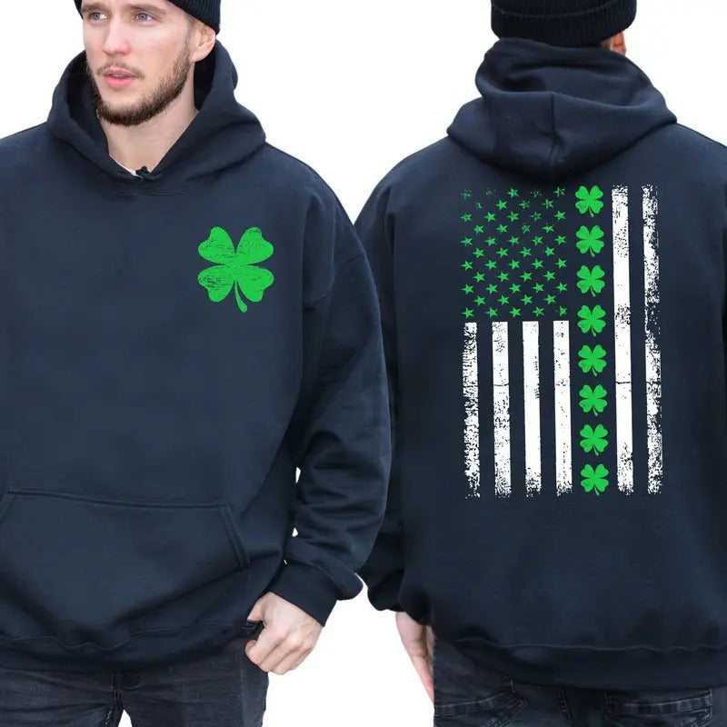 St. Patrick'S Day American Flag 2 Sided - Adult & Kids T-Shirts, Sweatshirts & Hoodies apparel design preview 1