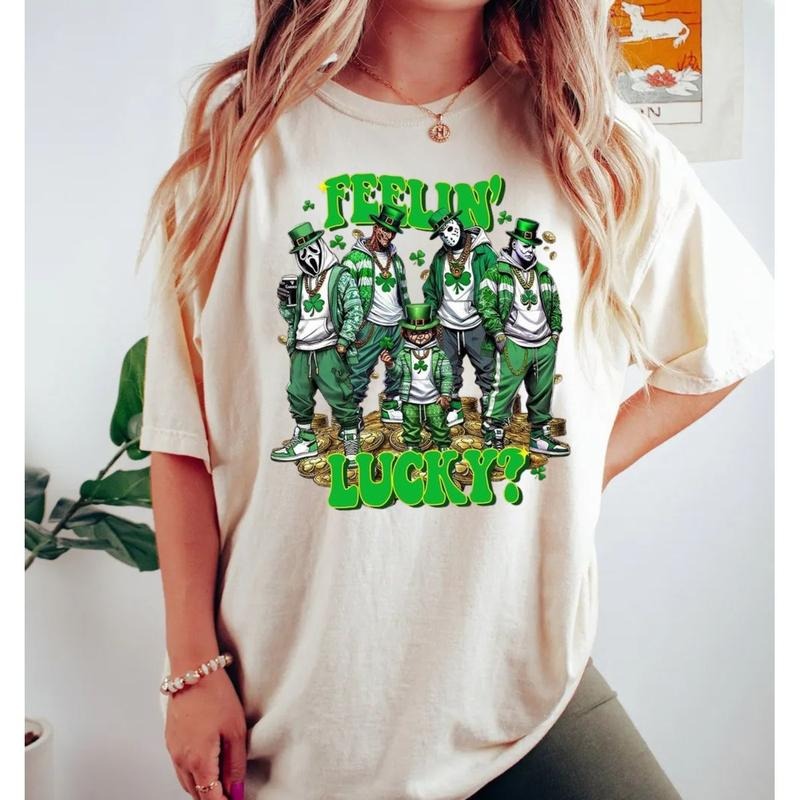 St. Patrick Day Horror Crew Feelin Lucky Movie - Adult & Kids T-Shirts, Sweatshirts & Hoodies apparel design preview 1