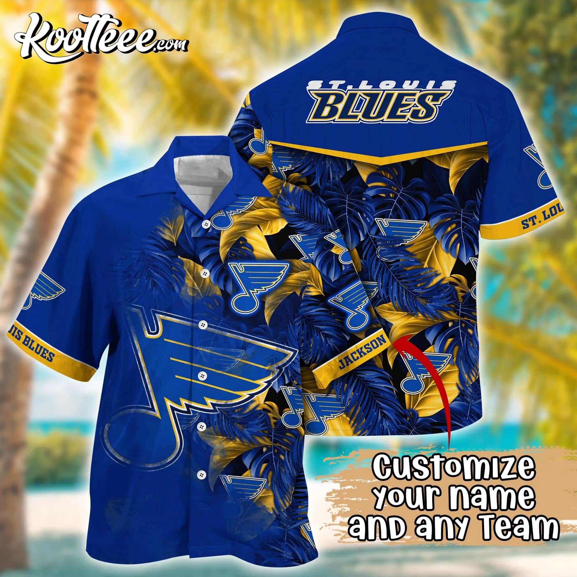 St Louis Blues NHL Custom Hawaiian - Adult & Kids T-Shirts, Sweatshirts & Hoodies apparel design preview 1