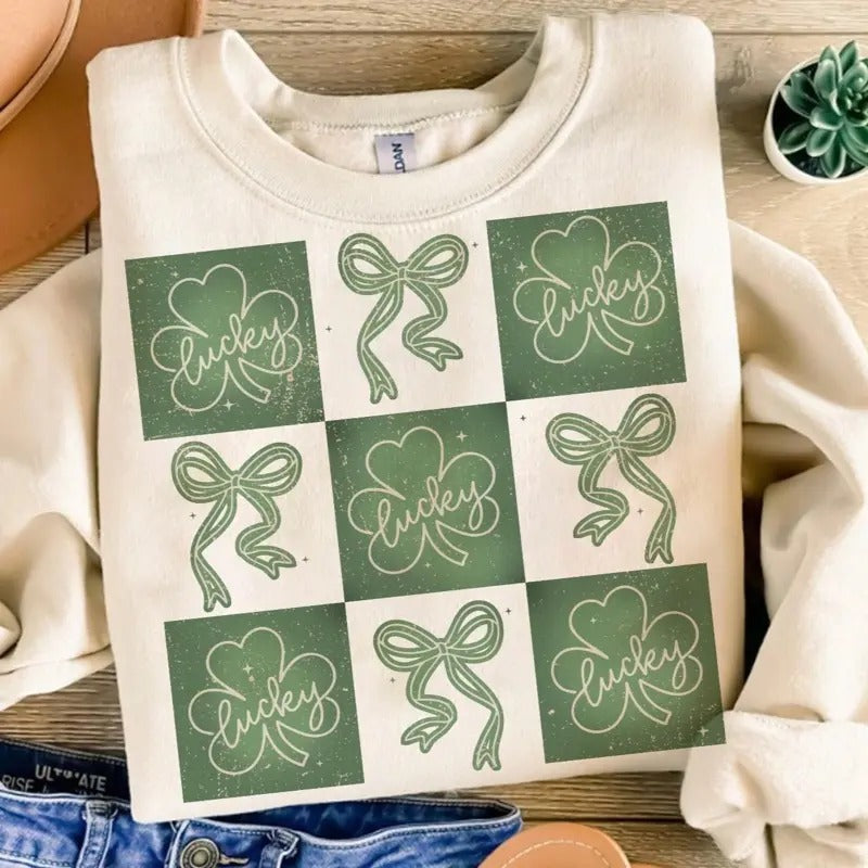 St Patricks Coquette Bow Collage Fit Loose Fitting - Adult & Kids T-Shirts, Sweatshirts & Hoodies apparel design preview 1