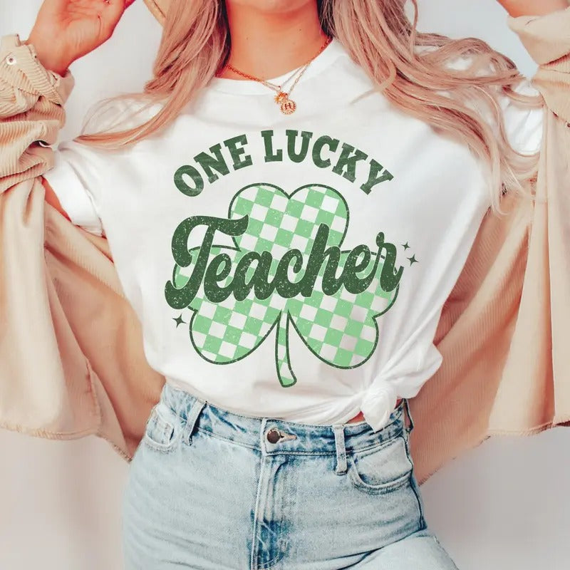St Patricks Day Teacher Pattys Preschool Retro Lucky - Adult & Kids T-Shirts, Sweatshirts & Hoodies apparel design preview 1