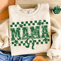 St Patricks Day Mama Varsity Shamrock Coquette Bow - Adult & Kids T-Shirts, Sweatshirts & Hoodies apparel design preview 1