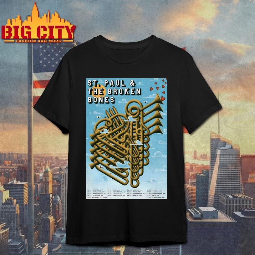 St. Paul &amp; The Broken Bones EU 2026 Tour Poster - Adult & Kids T-Shirts, Sweatshirts & Hoodies apparel design preview 1