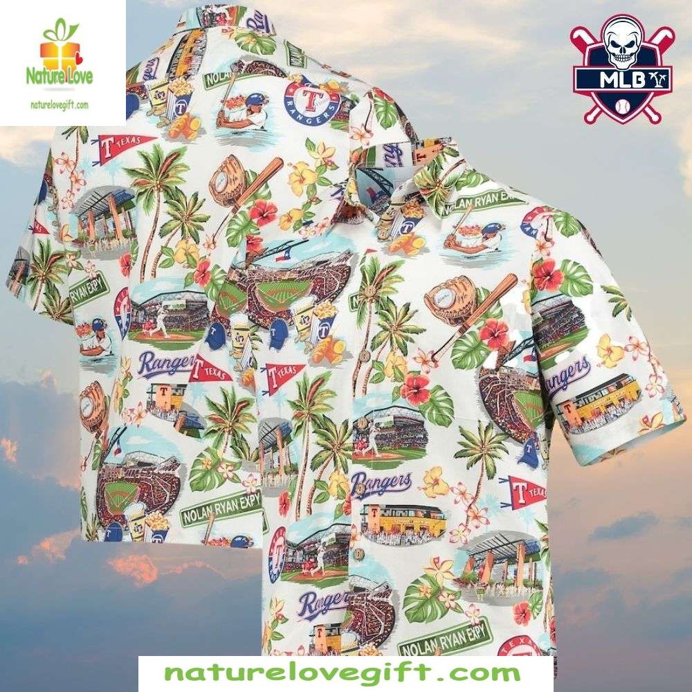 Texas Rangers Hawaiian MLB Baseball Pattern Stylish - Adult & Kids T-Shirts, Sweatshirts & Hoodies apparel design preview 1