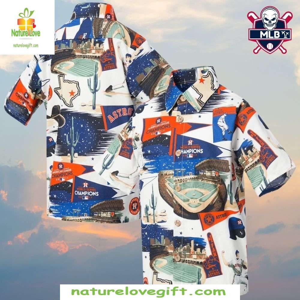 Houston Astros Hawaiian Stadium Cactus Pattern MLB - Adult & Kids T-Shirts, Sweatshirts & Hoodies apparel design preview 1
