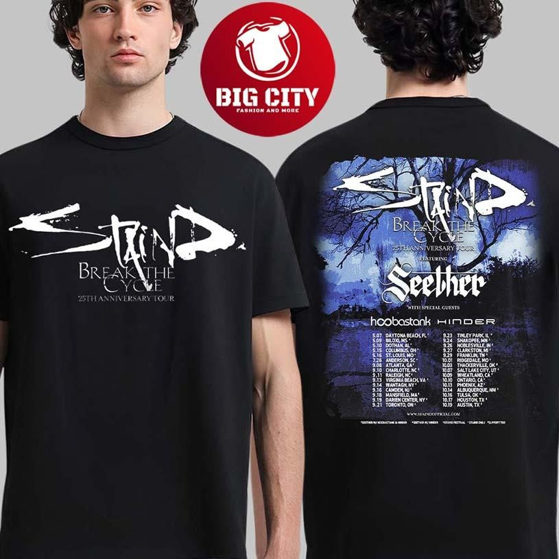 Staind Break The Cycle 25th Anniversary Tour North - Adult & Kids T-Shirts, Sweatshirts & Hoodies apparel design preview 1