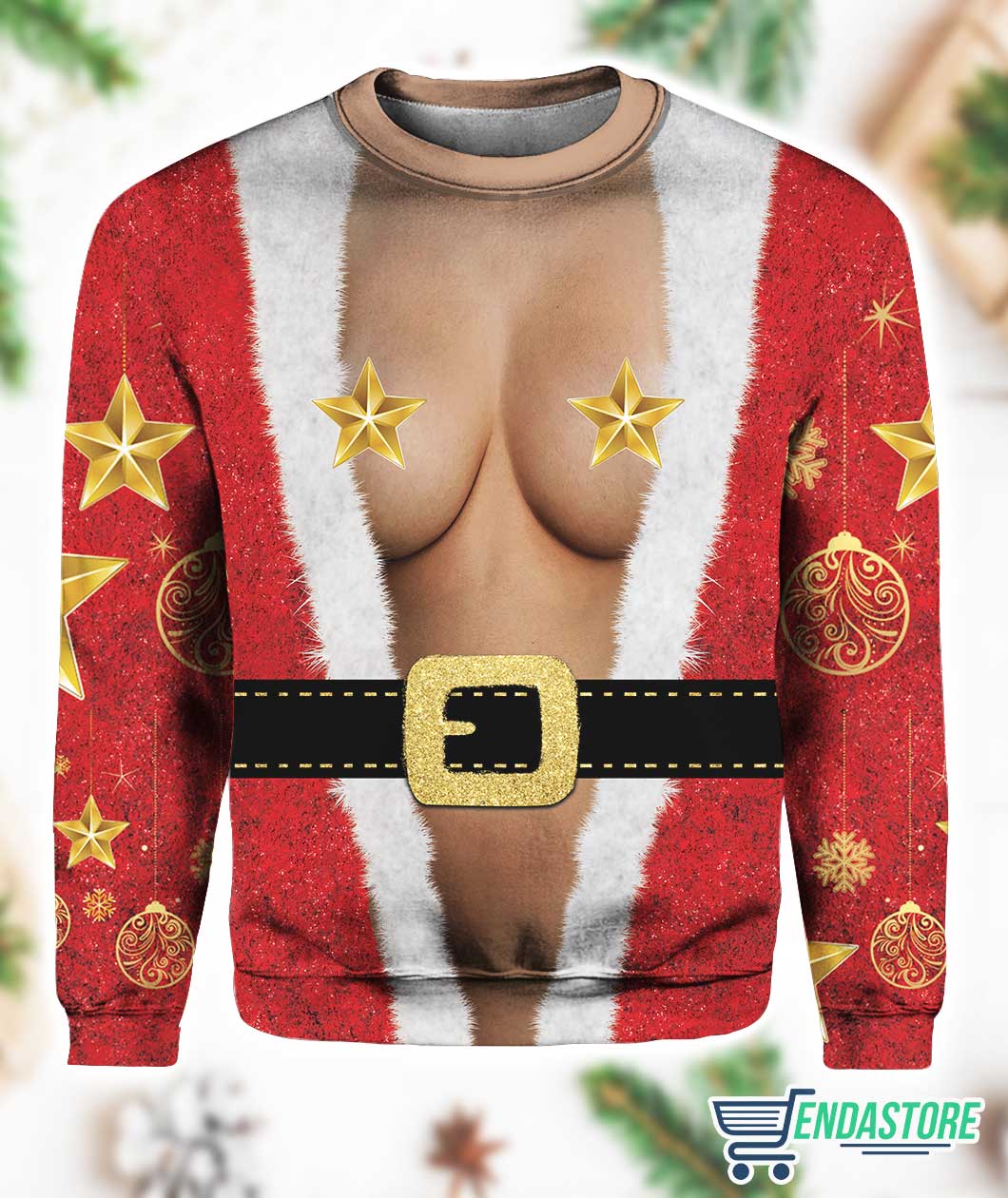 Star On Santa Boobs 3D Ugly Christmas Sweater - Holiday Gift product image 3