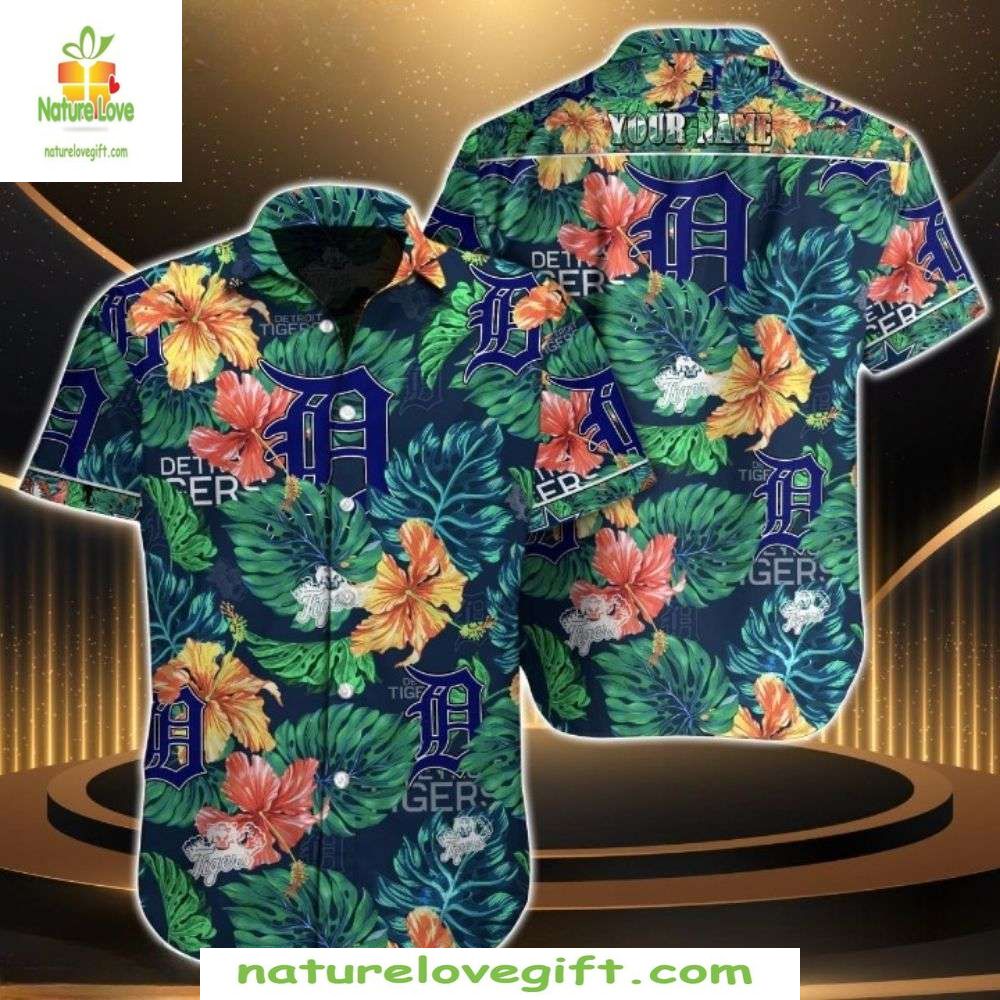 Detroit Tigers Hawaiian Starlit Jungle MLB Baseball - Adult & Kids T-Shirts, Sweatshirts & Hoodies apparel design preview 1