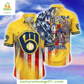 MLB Hawaiian Stars Stripes Brew Milwaukee 4th July - Adult & Kids T-Shirts, Sweatshirts & Hoodies apparel design preview 1