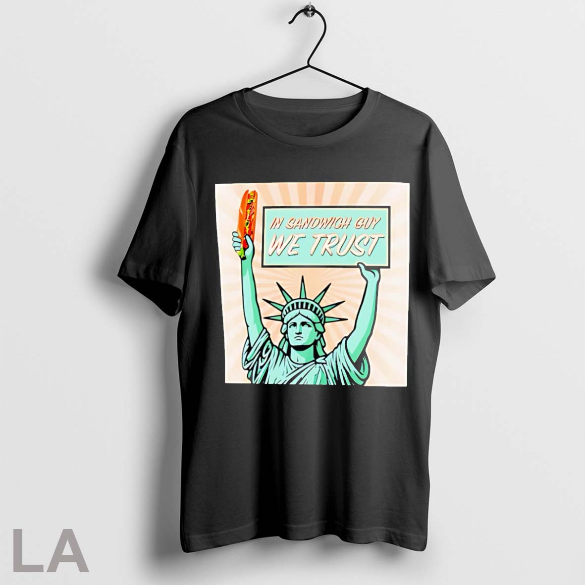 Statue Of Liberty In Sandwich Guy We Trust - Adult & Kids T-Shirts, Sweatshirts & Hoodies apparel design preview 1