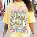 Stay Salty Coastal Beach Seashell Checkered Bow Boho - Adult & Kids T-Shirts, Sweatshirts & Hoodies apparel design preview 1