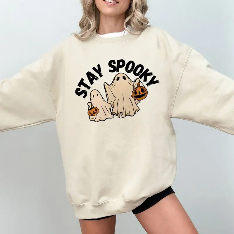 Stay Spooky Cute Ghost Halloween Pumpkin Season Best - Adult & Kids T-Shirts, Sweatshirts & Hoodies apparel design preview 1