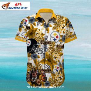Steelers Aloha Yellow Floral And Football Graphics - Adult & Kids T-Shirts, Sweatshirts & Hoodies apparel design preview 1