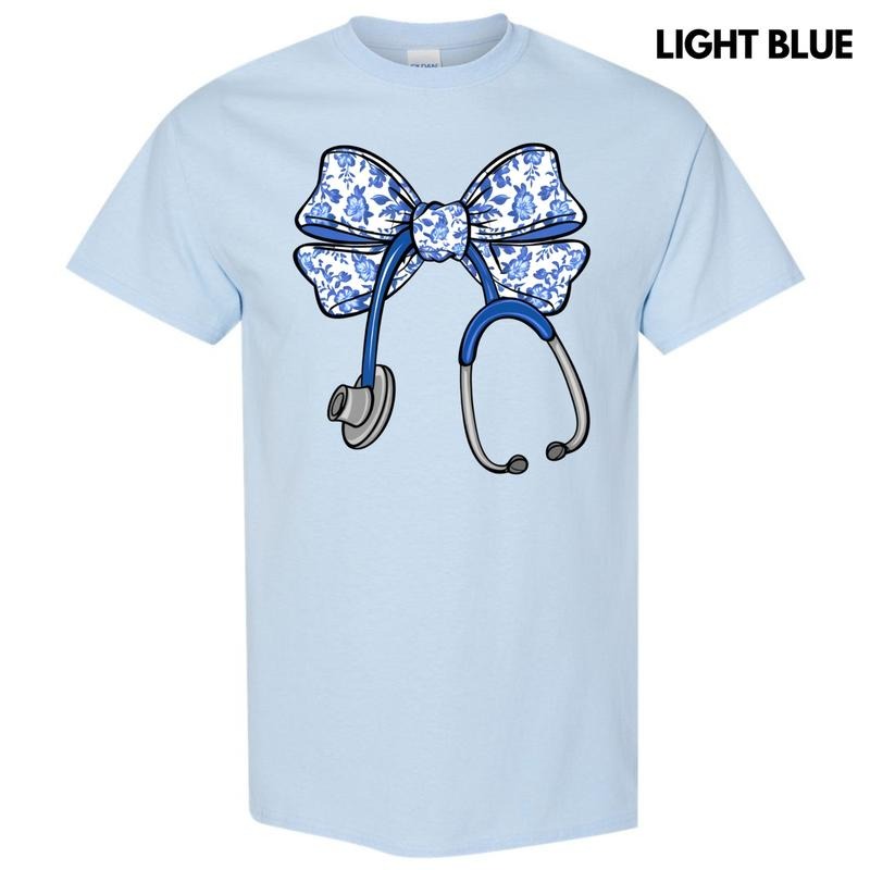 Stethoscope Florals Gildan Short Sleeve 'NLB' - Adult & Kids T-Shirts, Sweatshirts & Hoodies apparel design preview 1