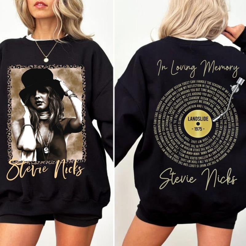 Stevie Nicks Landslide Song Gold Vinyl Double Sided - Adult & Kids T-Shirts, Sweatshirts & Hoodies apparel design preview 1